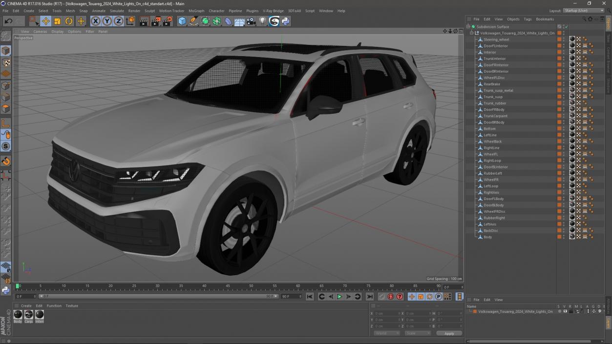 Volkswagen Touareg 2024 White Lights On 3D model