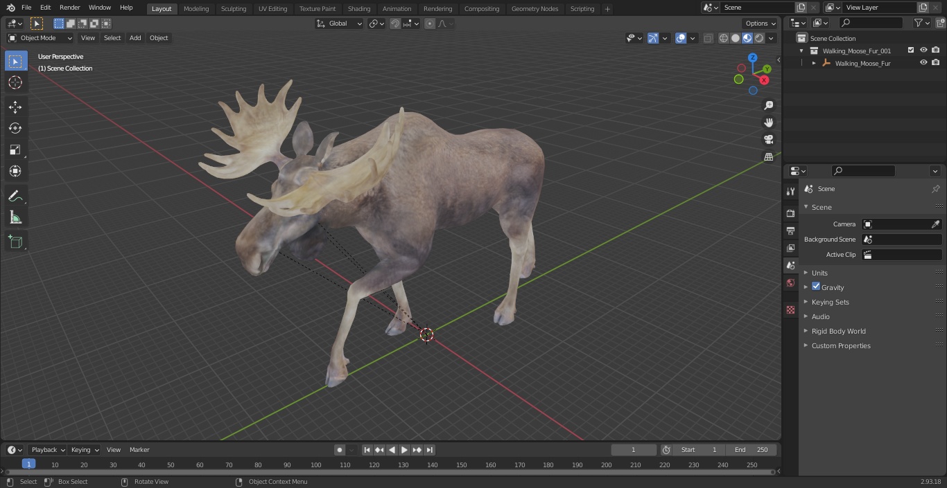 Alces Alces Walking 3D model