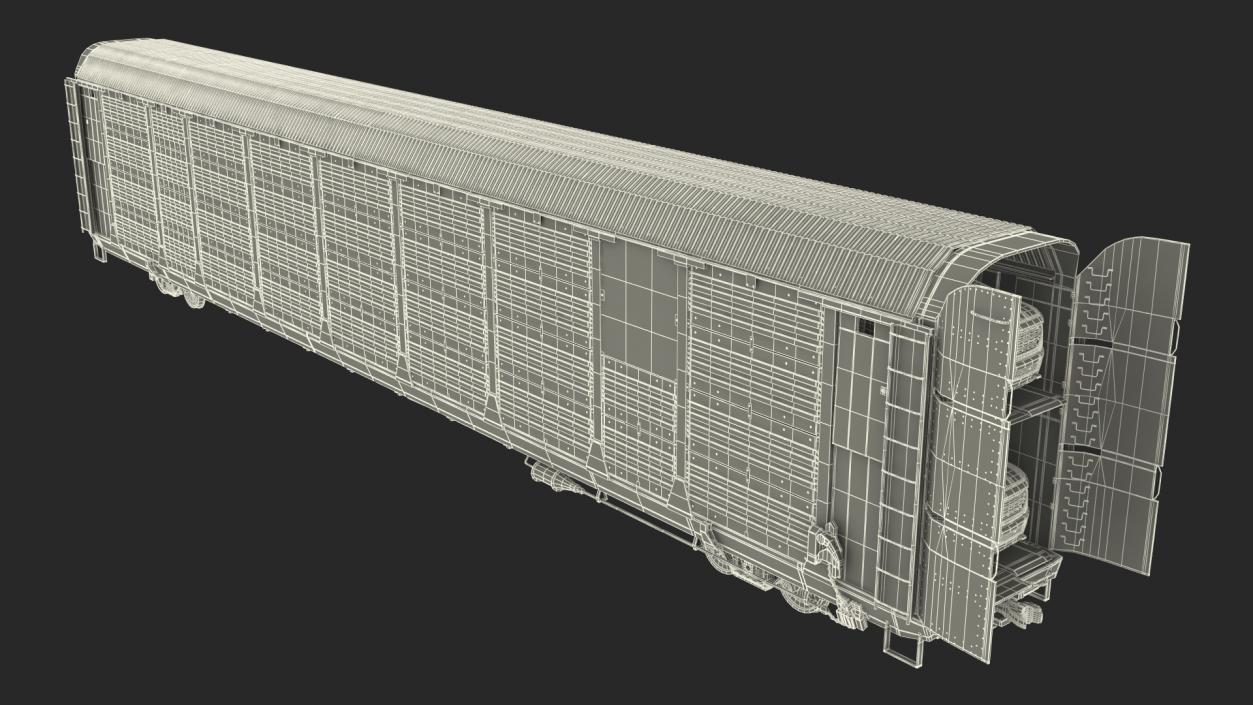 Graffiti Covered Freight Train Car with SUVs 3D model