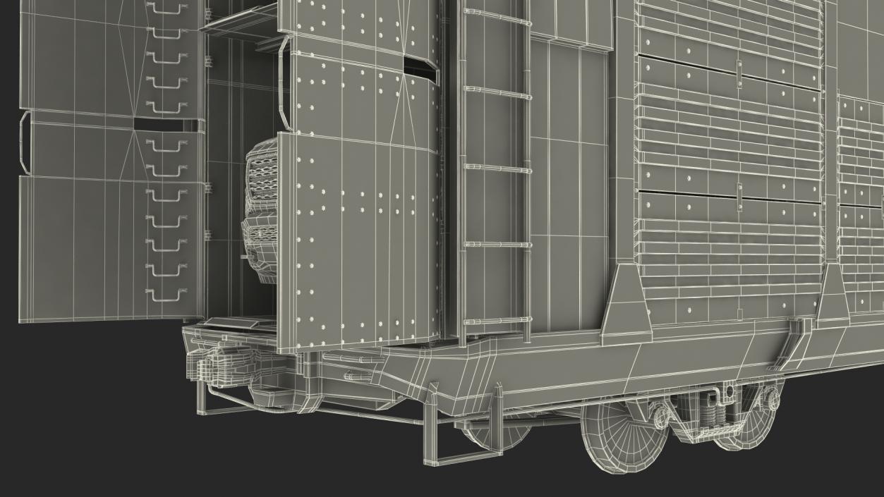 Graffiti Covered Freight Train Car with SUVs 3D model