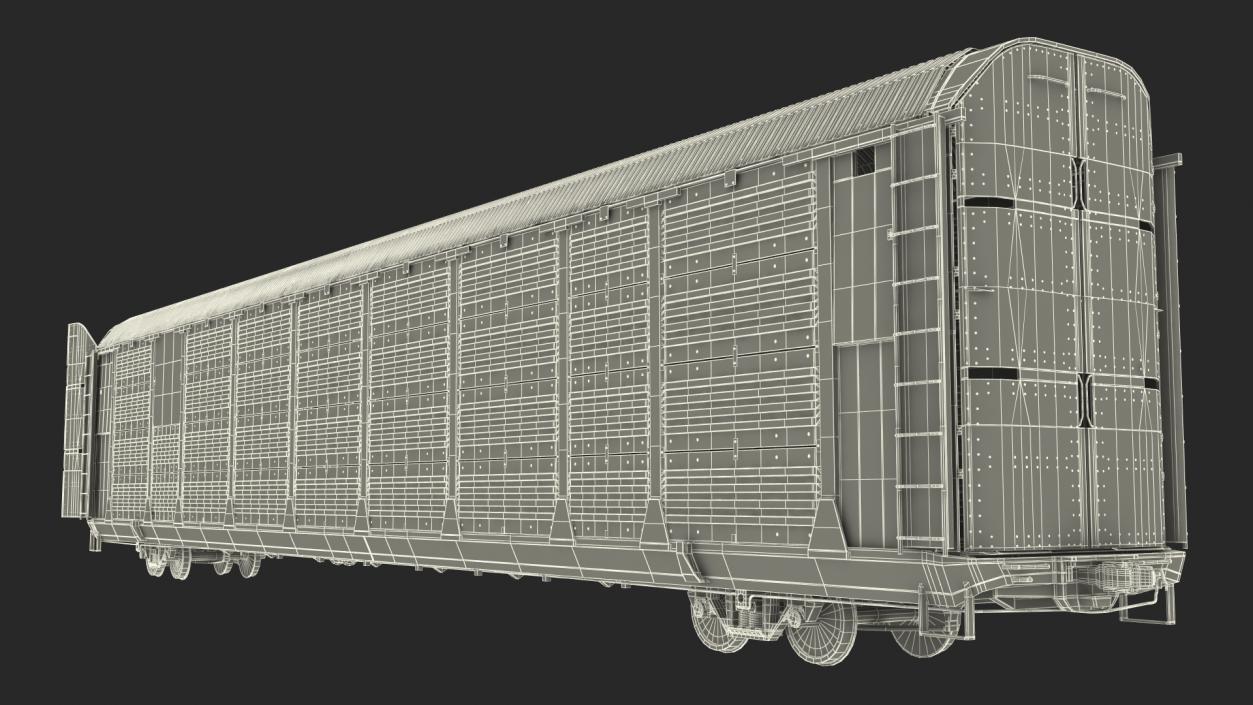 Graffiti Covered Freight Train Car with SUVs 3D model