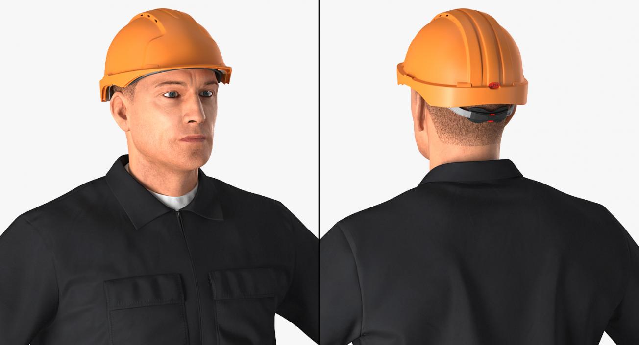 3D Worker With Hardhat Rigged