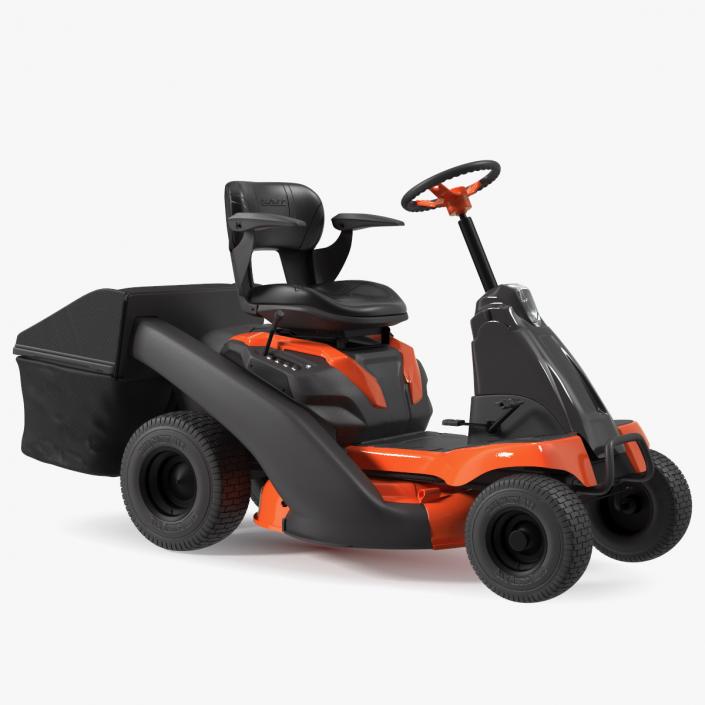 3D Electric Rider Lawn-Mower Orange with Grass Collection Bag model