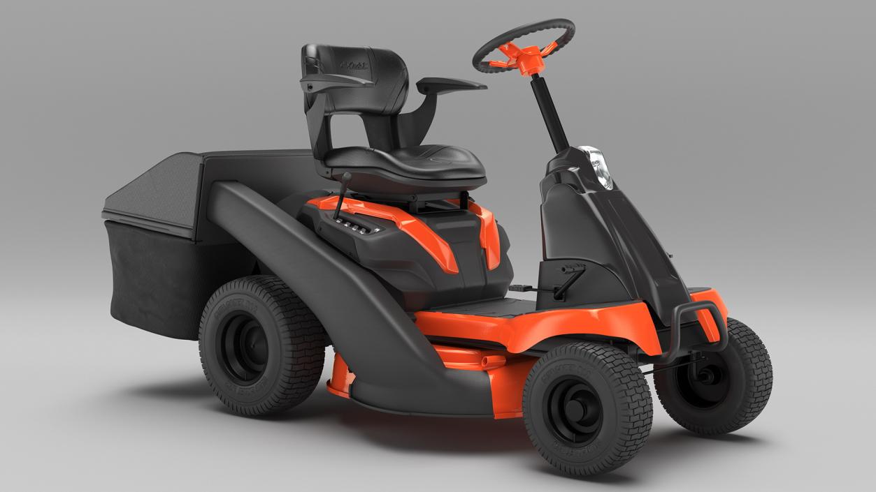 3D Electric Rider Lawn-Mower Orange with Grass Collection Bag model