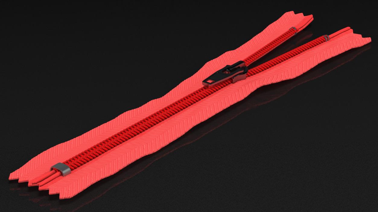 3D Half Open Nylon Coil Zipper Red