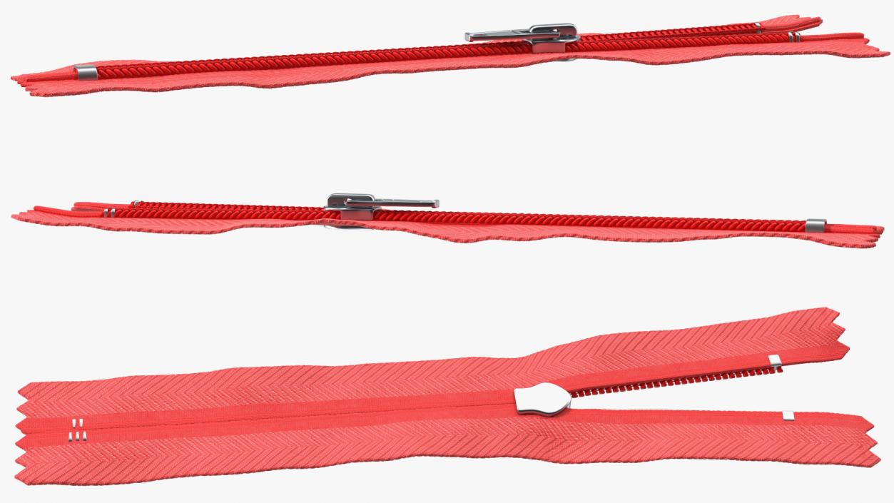 3D Half Open Nylon Coil Zipper Red