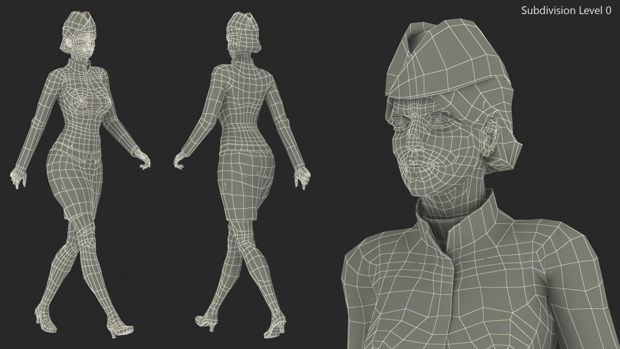 Stewardess  Walking Pose 3D model