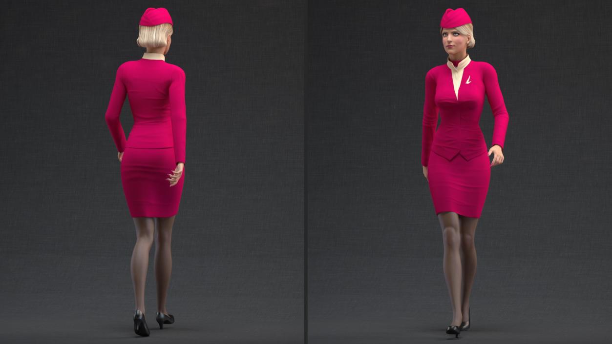 Stewardess  Walking Pose 3D model