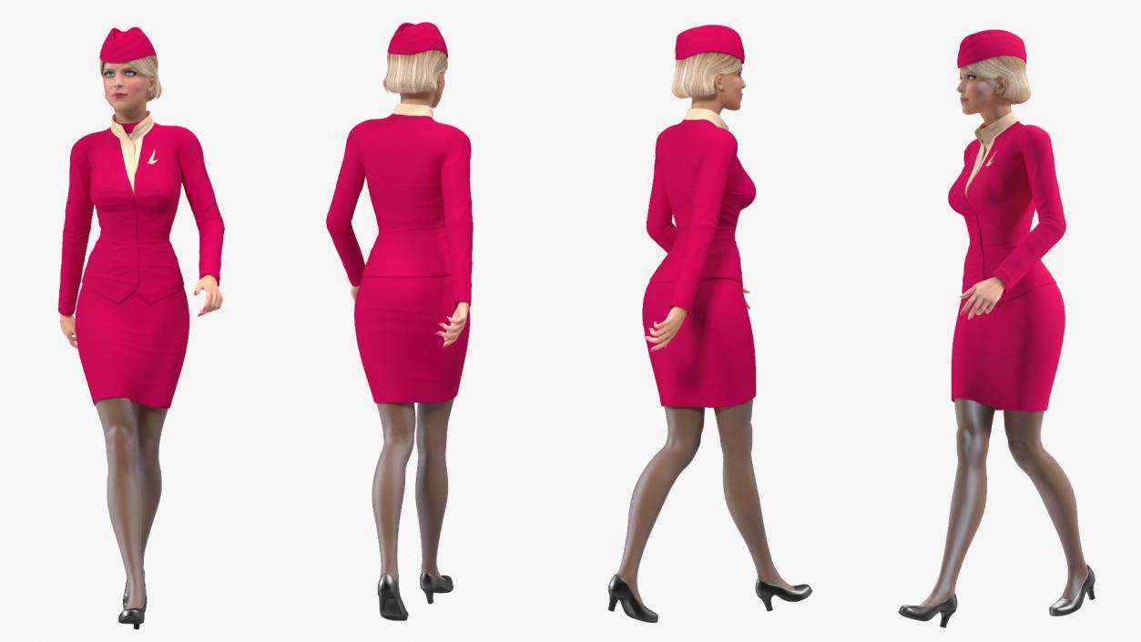 Stewardess  Walking Pose 3D model