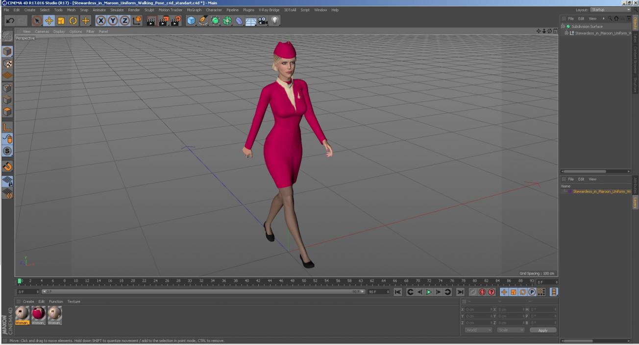 Stewardess  Walking Pose 3D model