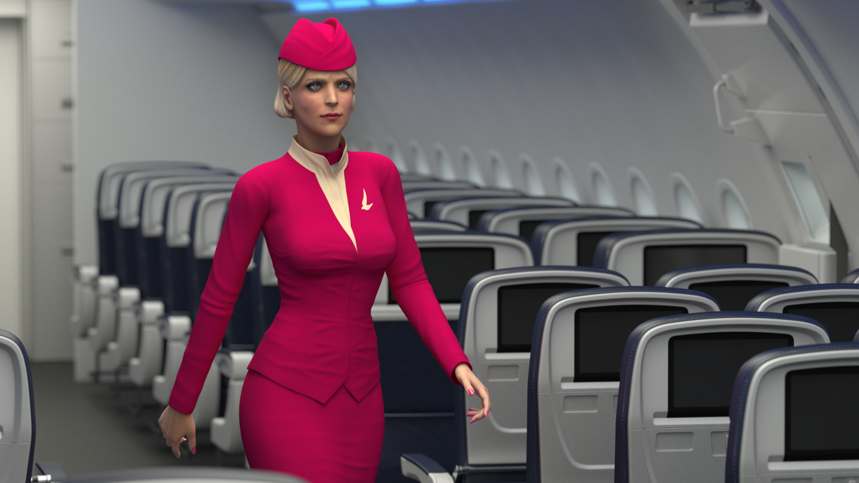 Stewardess  Walking Pose 3D model