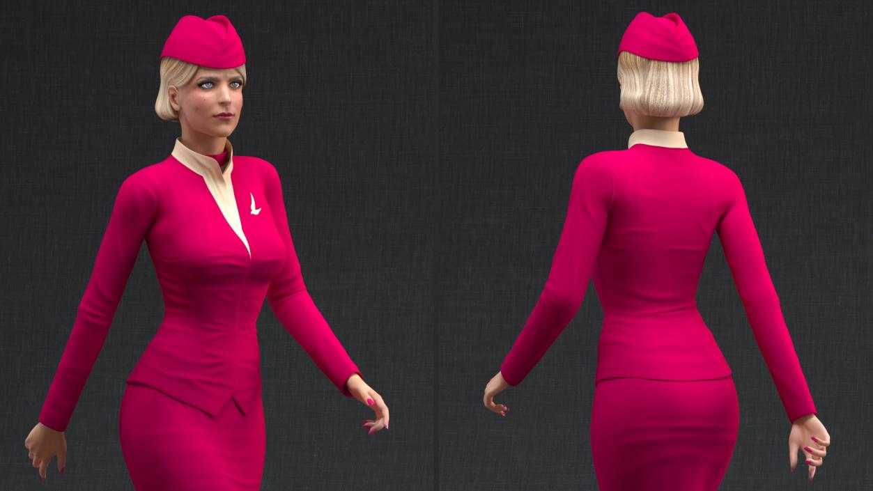 Stewardess  Walking Pose 3D model