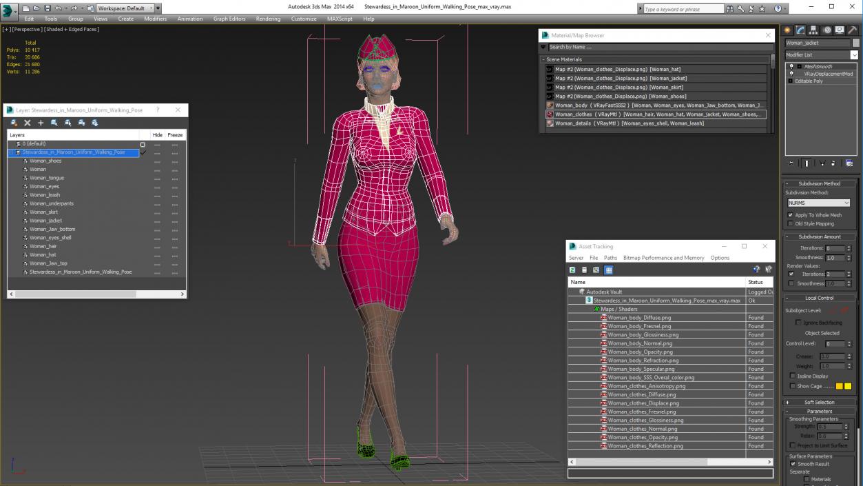 Stewardess  Walking Pose 3D model