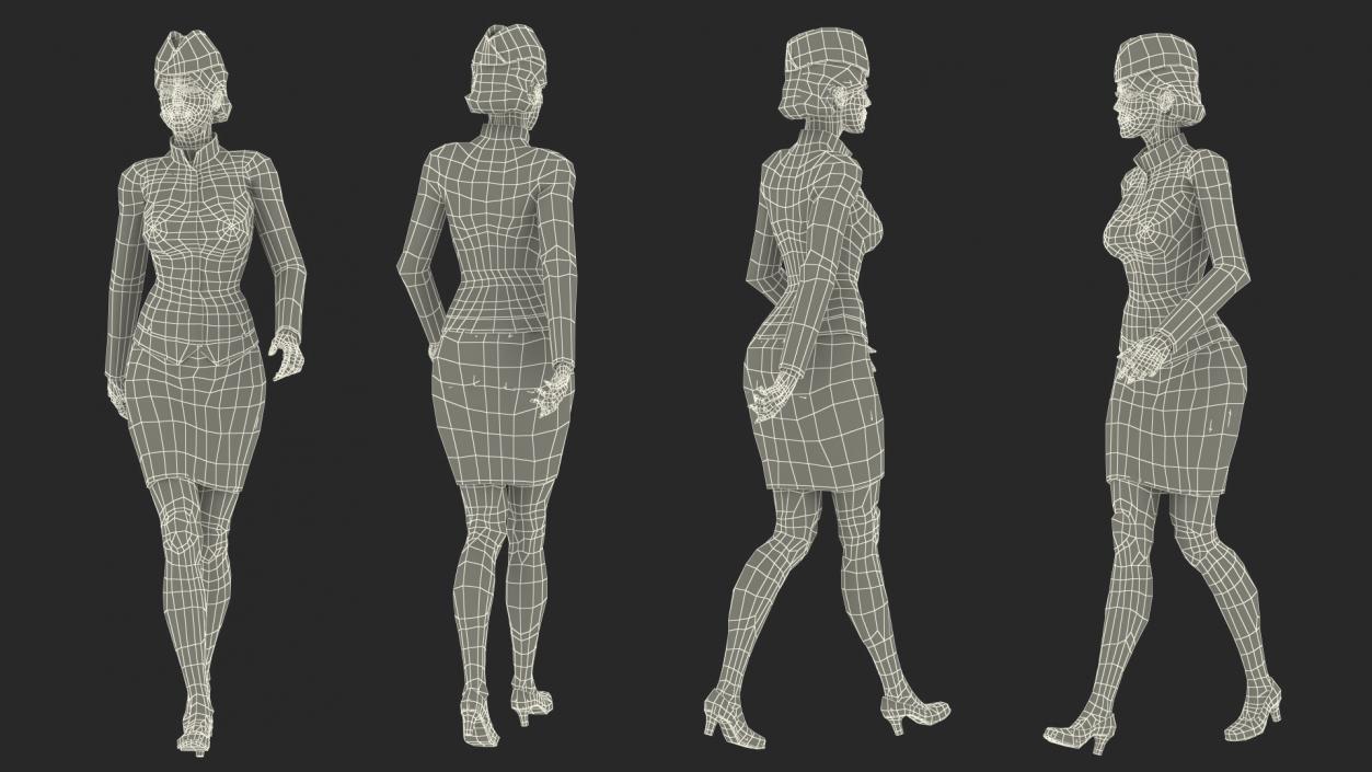 Stewardess  Walking Pose 3D model