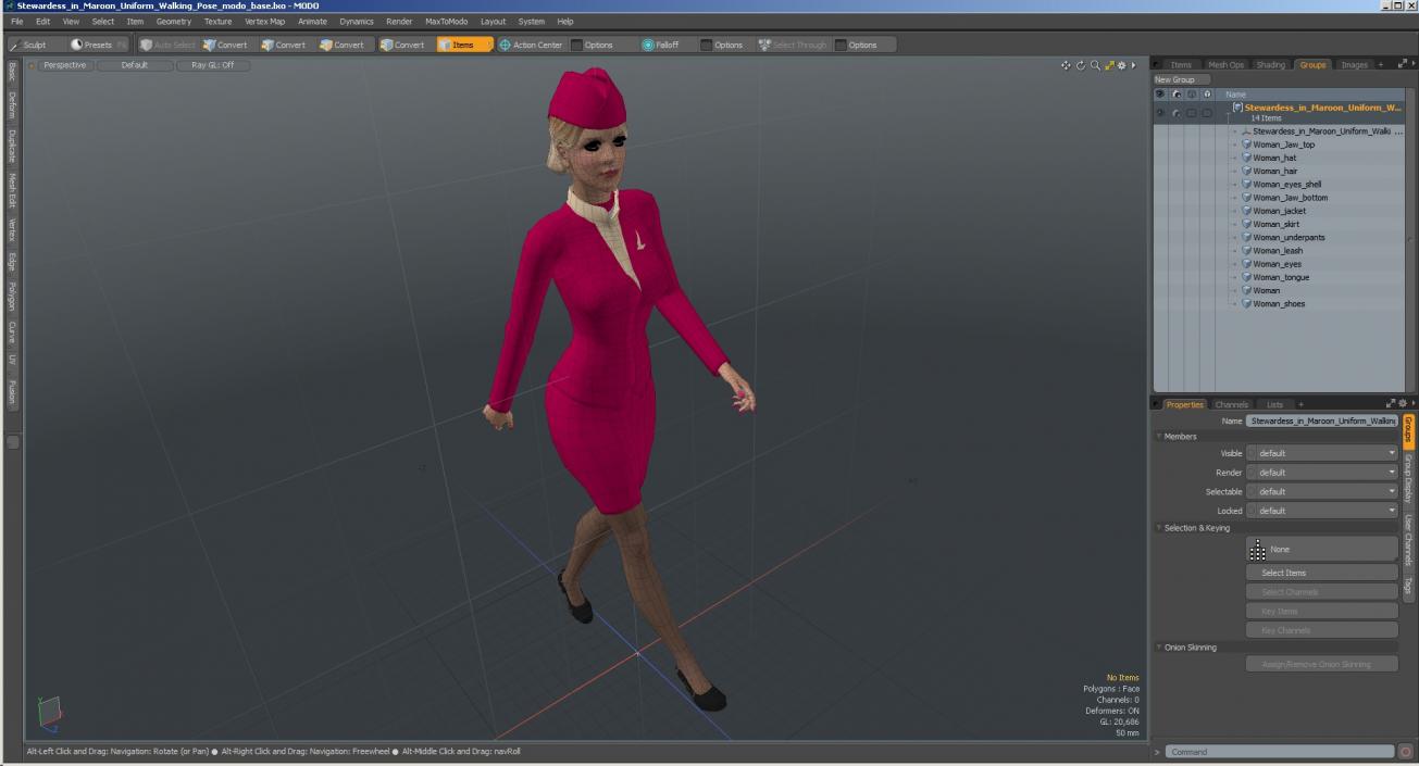 Stewardess  Walking Pose 3D model