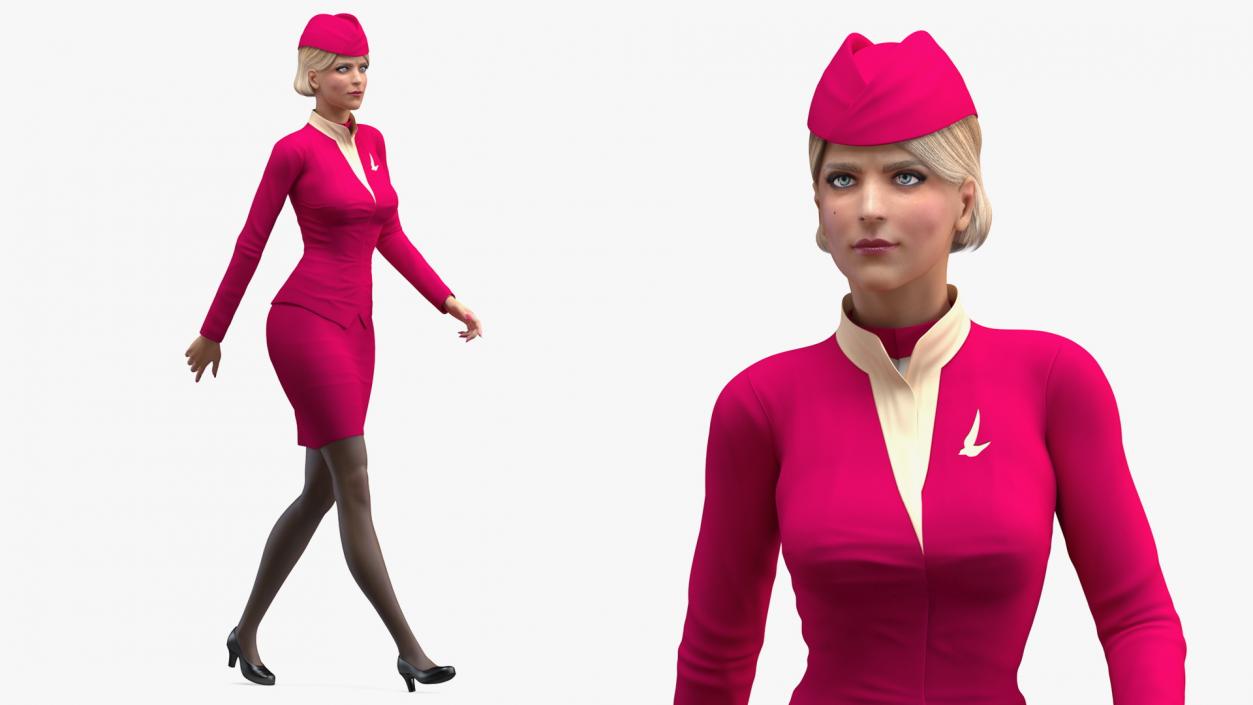 Stewardess  Walking Pose 3D model