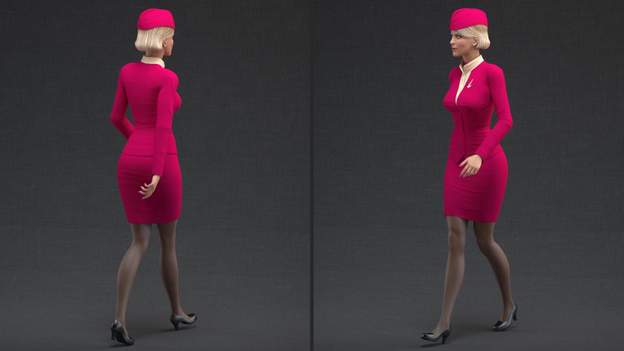 Stewardess  Walking Pose 3D model