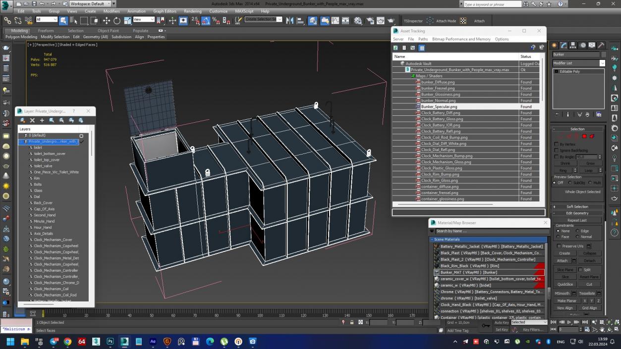 3D model Private Underground Bunker with People 2