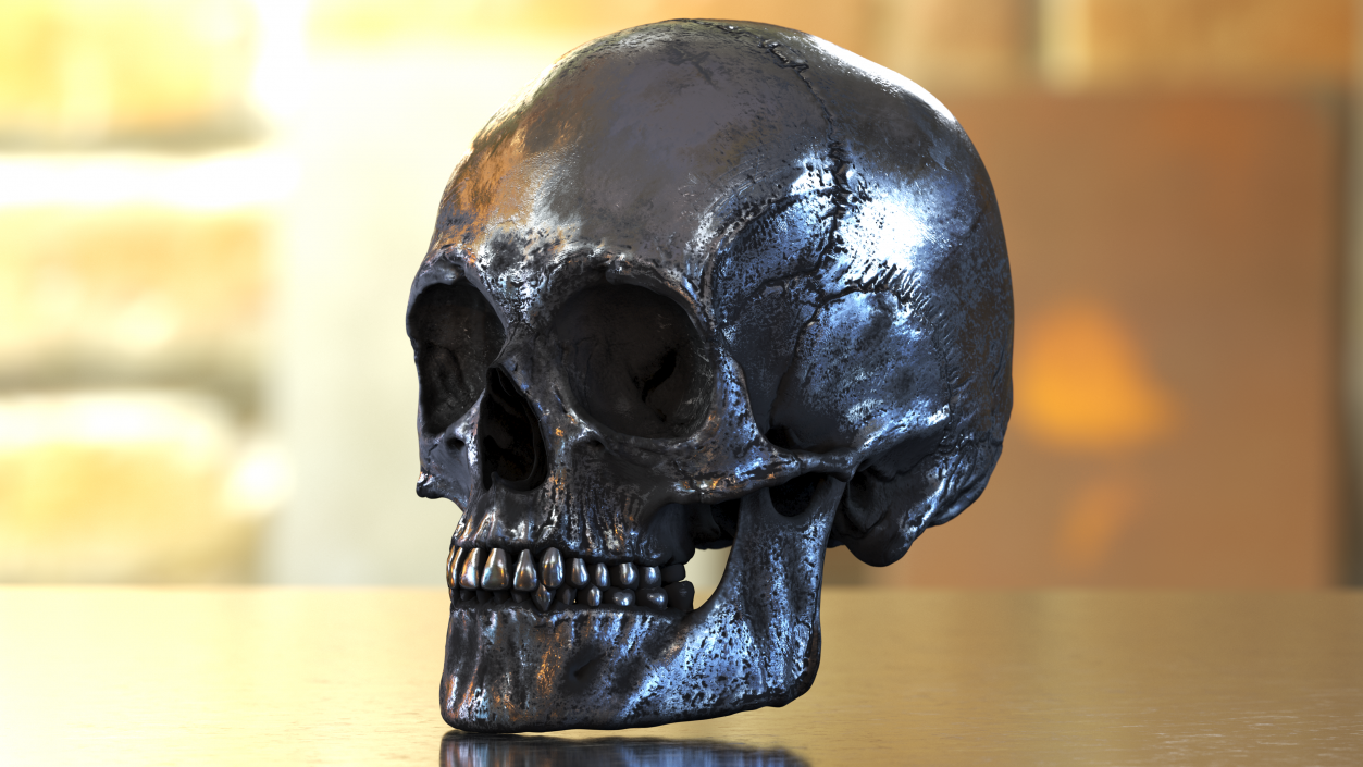 3D Male Skull Metal With Patina model