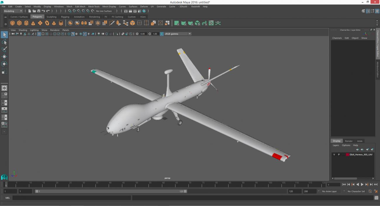 3D model Elbit Hermes 900 UAV