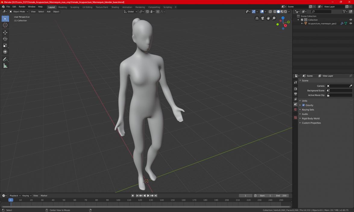 3D model Female Acupuncture Mannequin 2