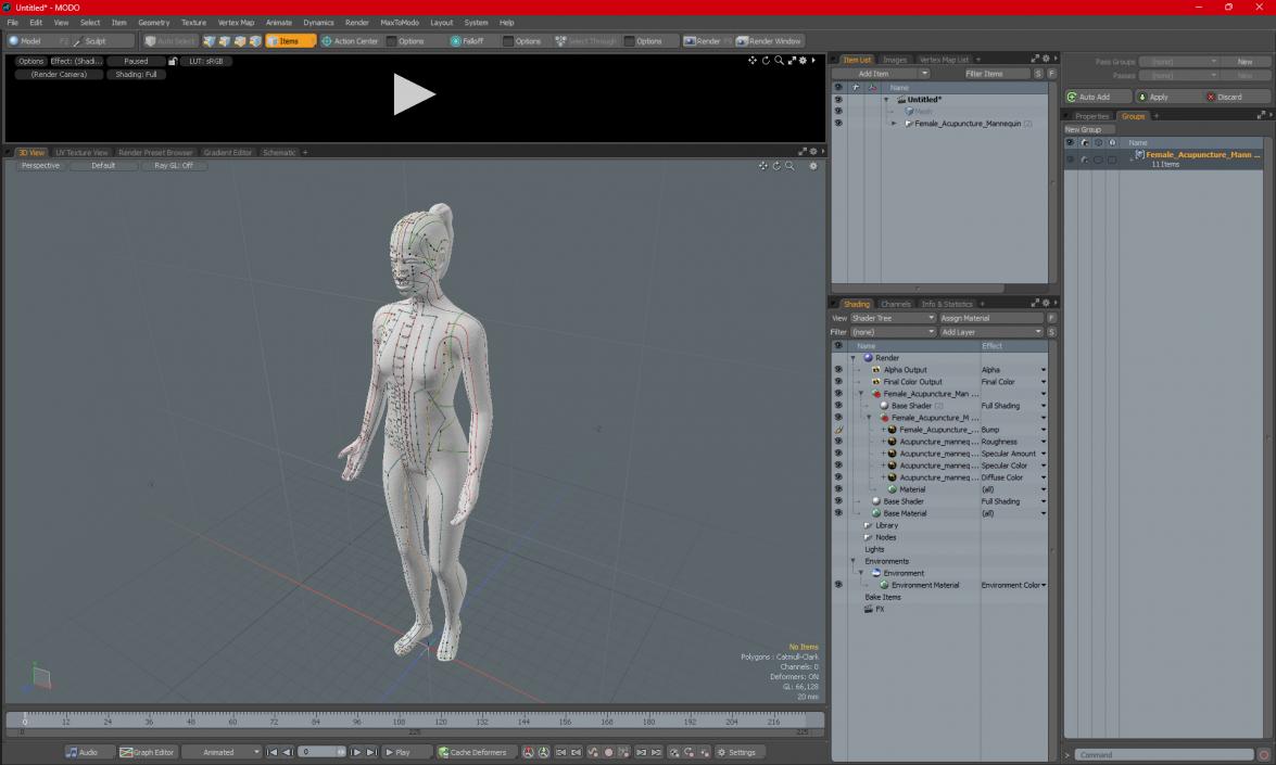 3D model Female Acupuncture Mannequin 2