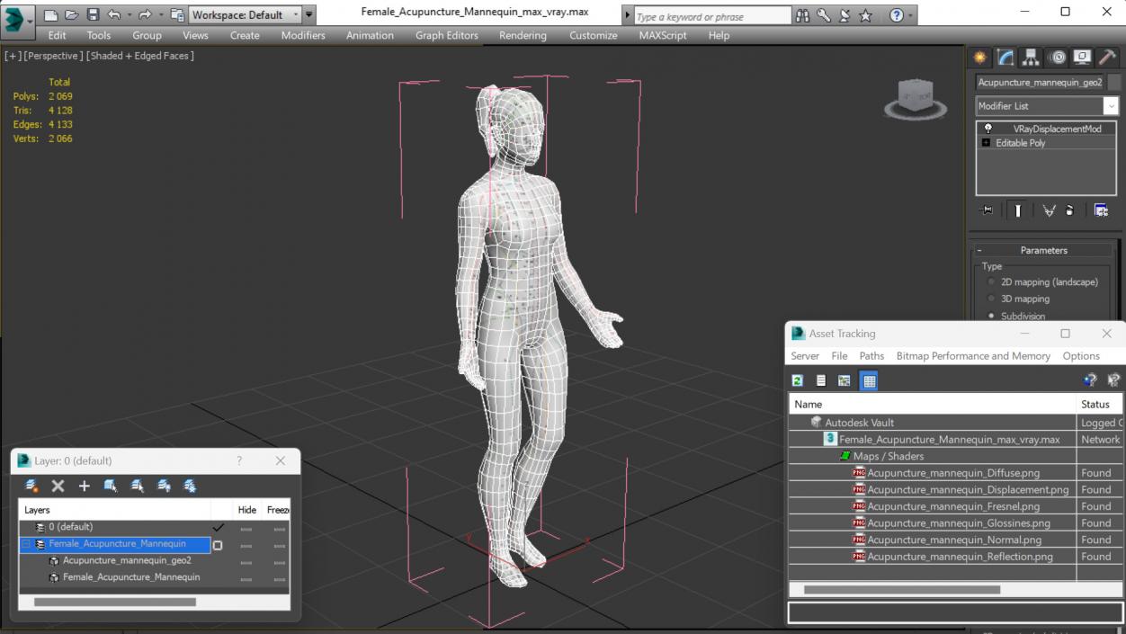 3D model Female Acupuncture Mannequin 2