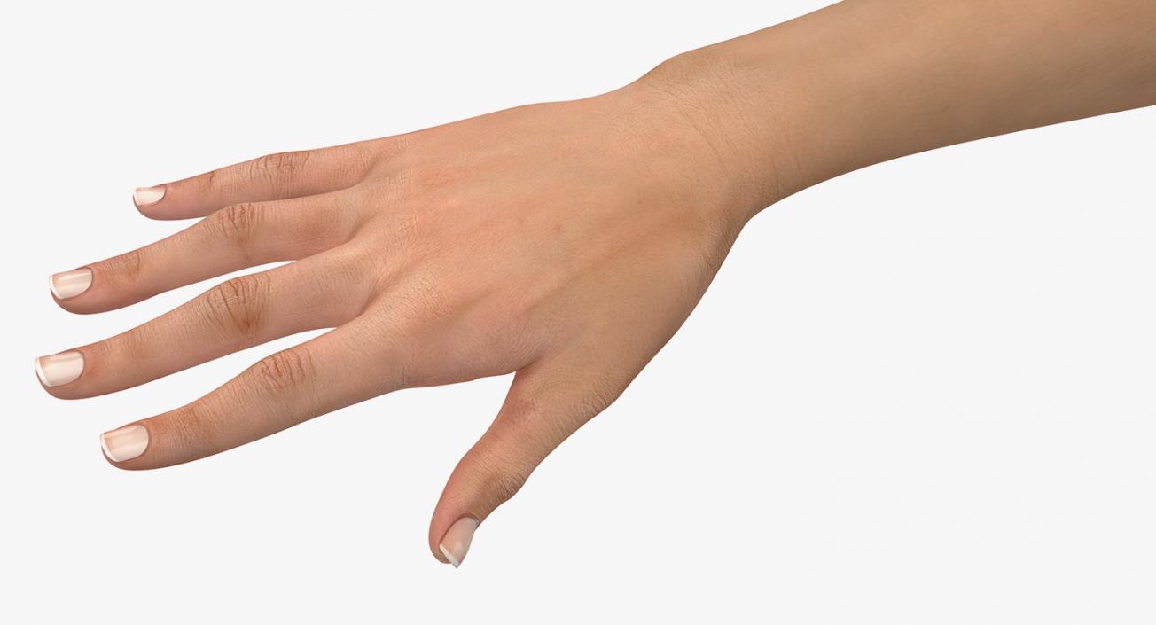 3D model Female Hand with Short Nails Rigged