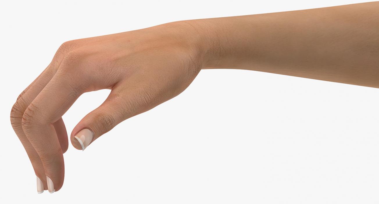 3D model Female Hand with Short Nails Rigged