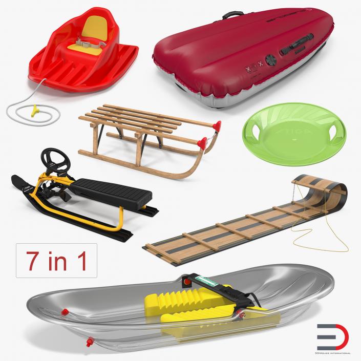 3D Snow Sleds Collection 2 model