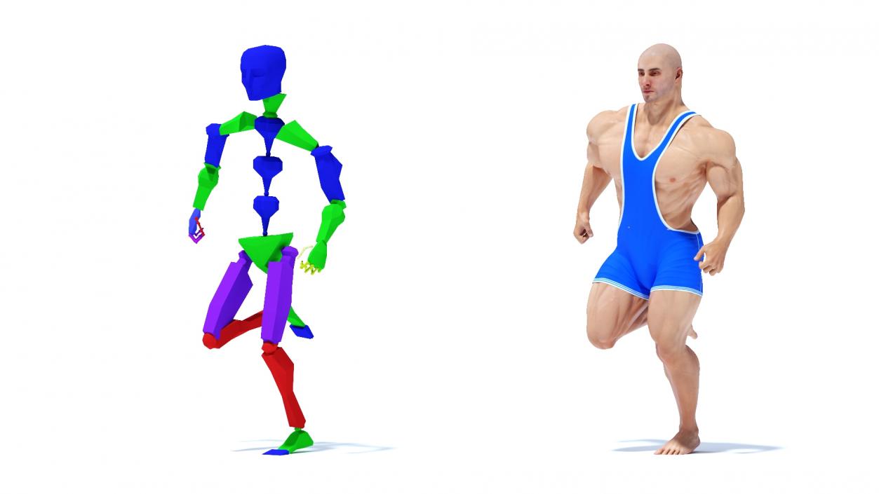 Bodybuilder in Blue Leotard Rigged 3D model