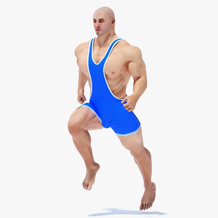 Bodybuilder in Blue Leotard Rigged 3D model