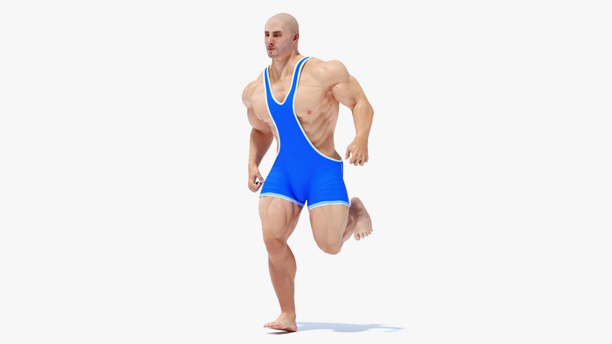 Bodybuilder in Blue Leotard Rigged 3D model