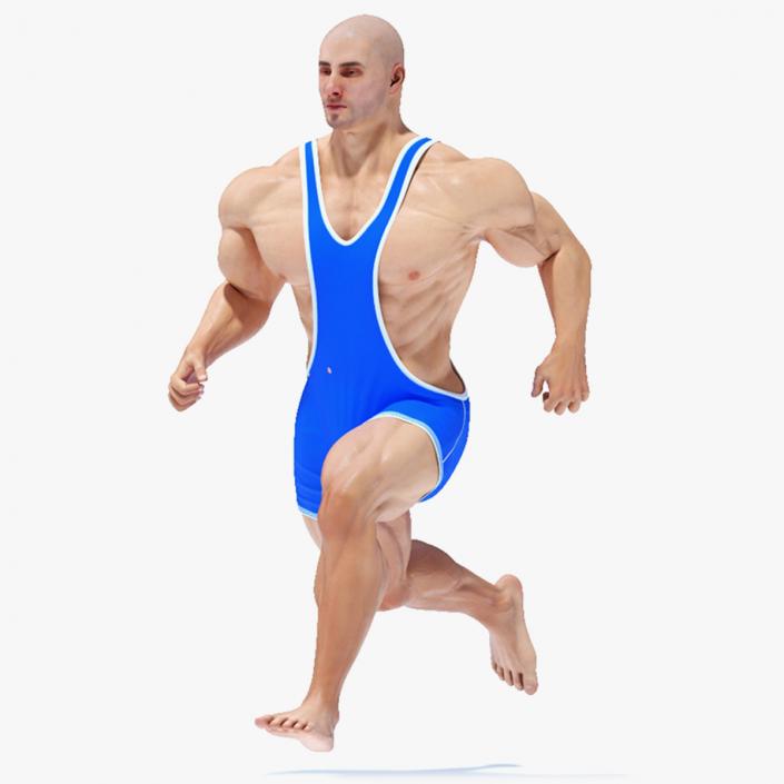 Bodybuilder in Blue Leotard Rigged 3D model