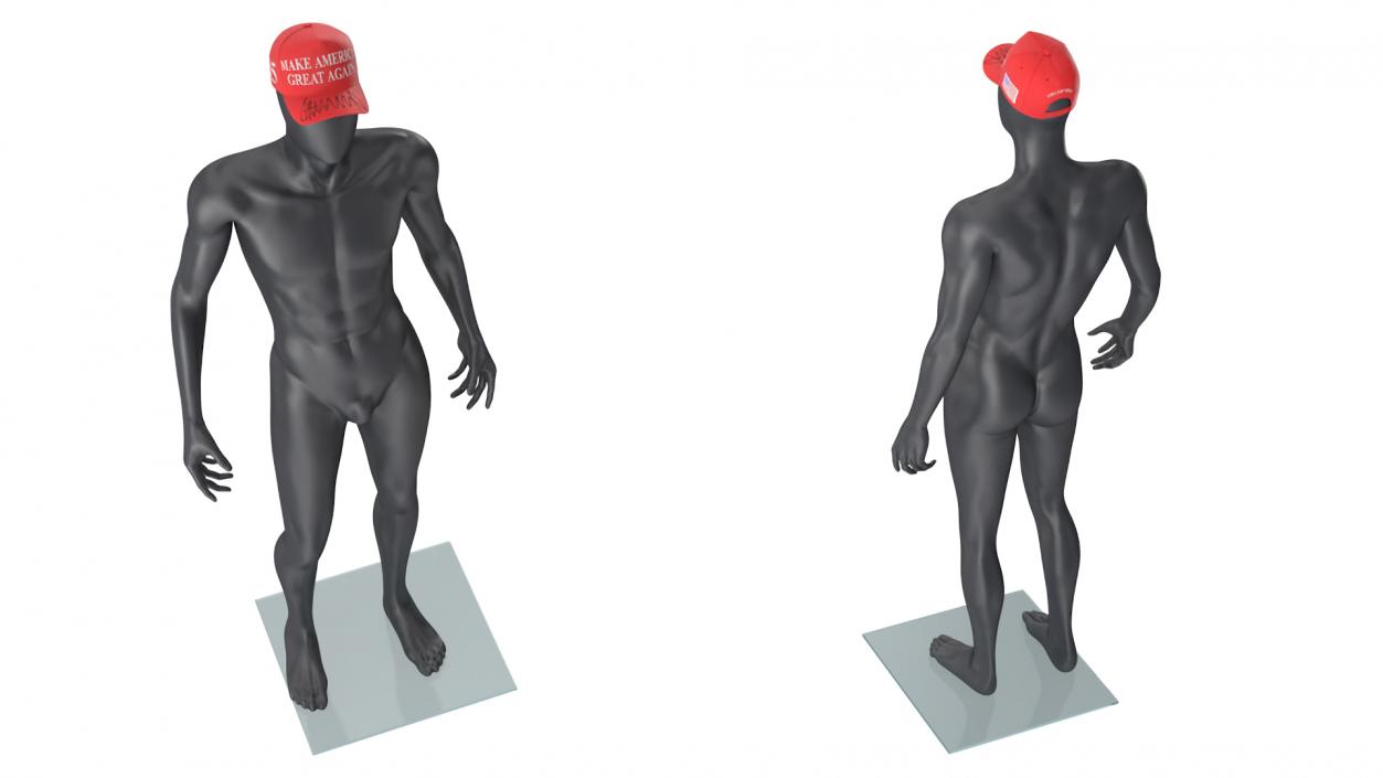 3D Male Mannequin Dark in MAGA Cap