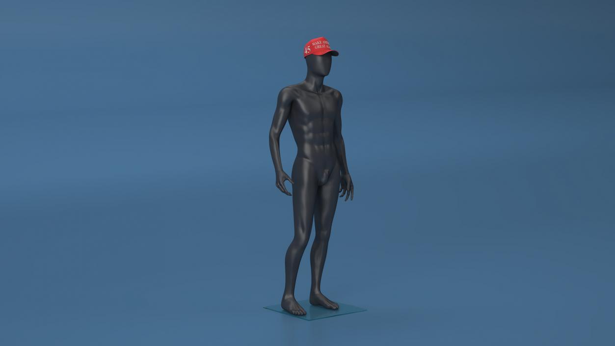 3D Male Mannequin Dark in MAGA Cap