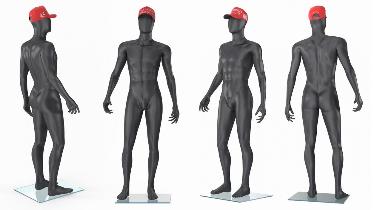 3D Male Mannequin Dark in MAGA Cap