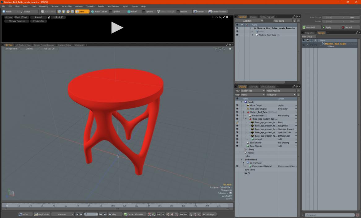 3D Modern Red Table