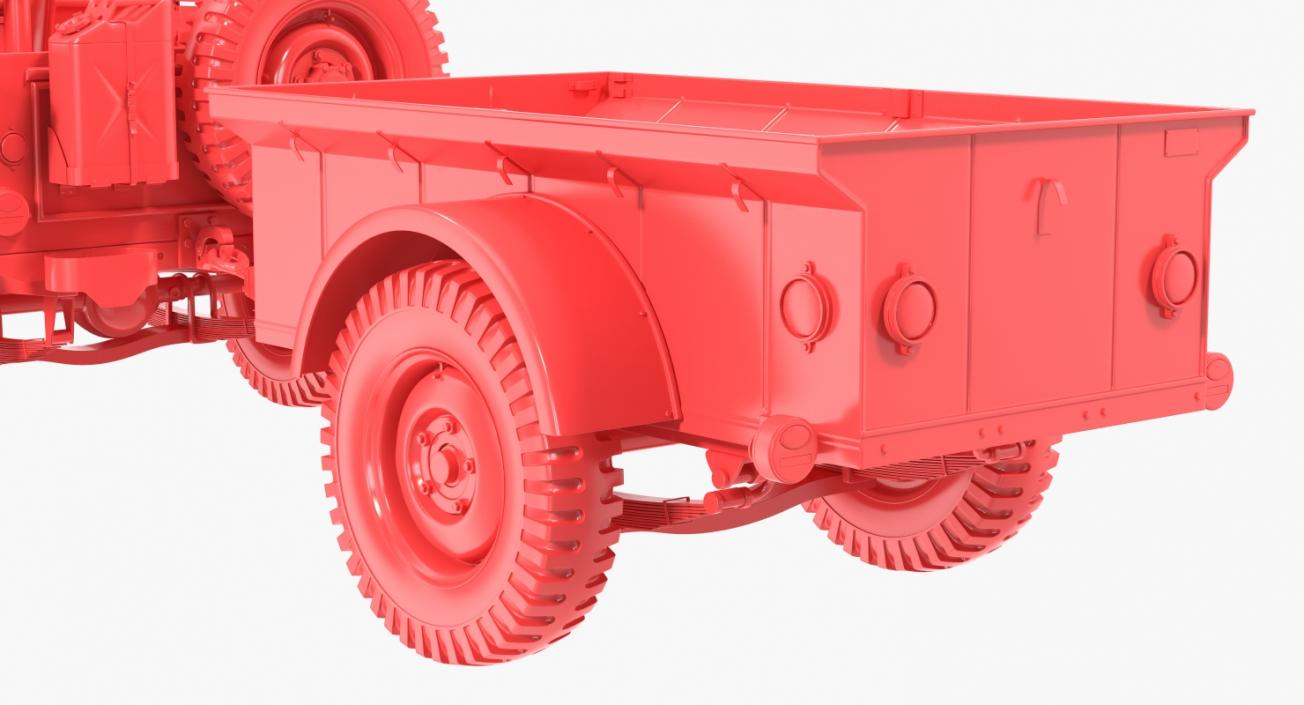 3D model Willys Jeep MB 44 with Trailer