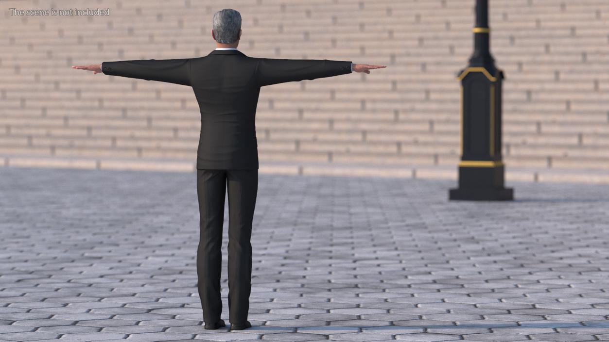 Asian Older Man Formal Wear T-Pose 3D model