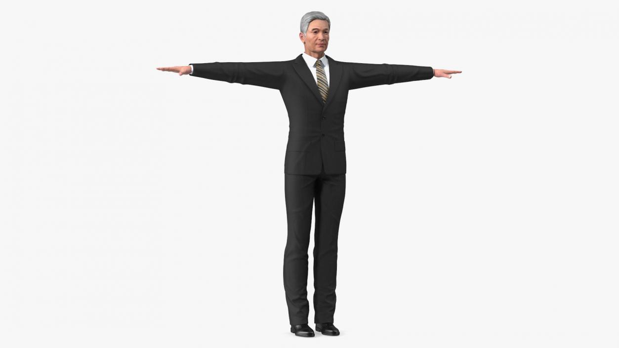 Asian Older Man Formal Wear T-Pose 3D model