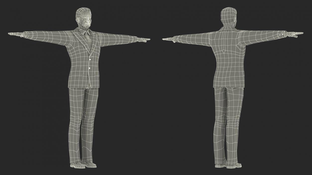 Asian Older Man Formal Wear T-Pose 3D model