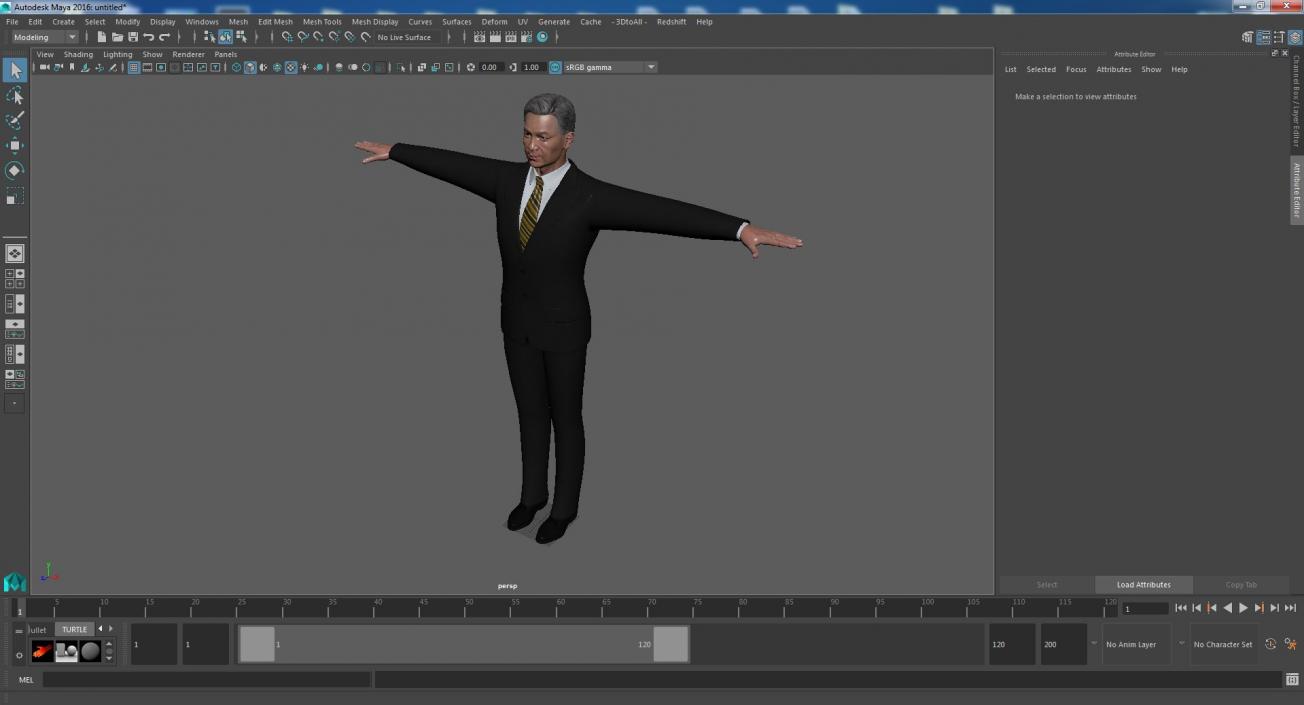 Asian Older Man Formal Wear T-Pose 3D model