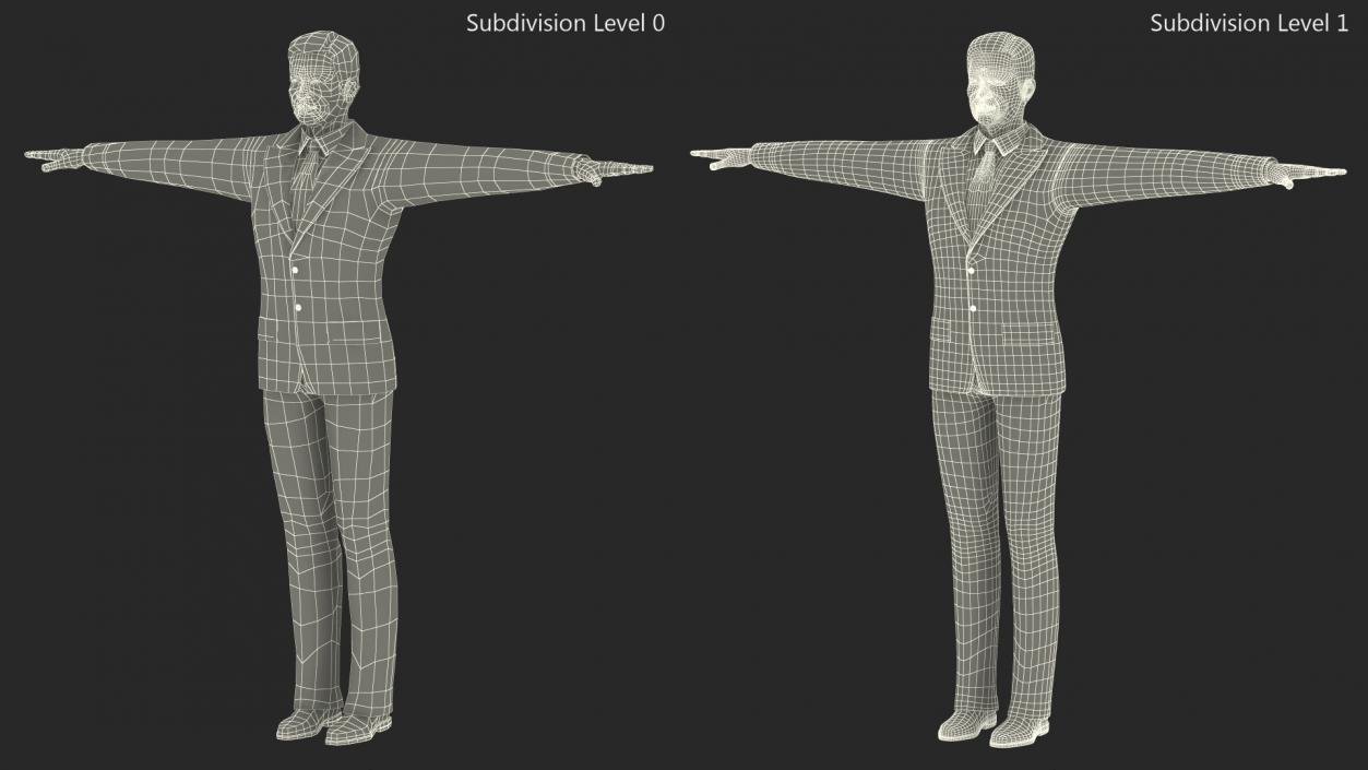 Asian Older Man Formal Wear T-Pose 3D model