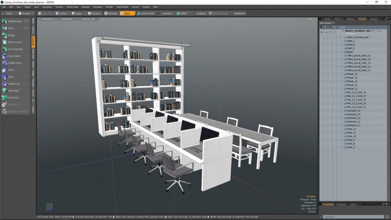 3D Library Furniture Set