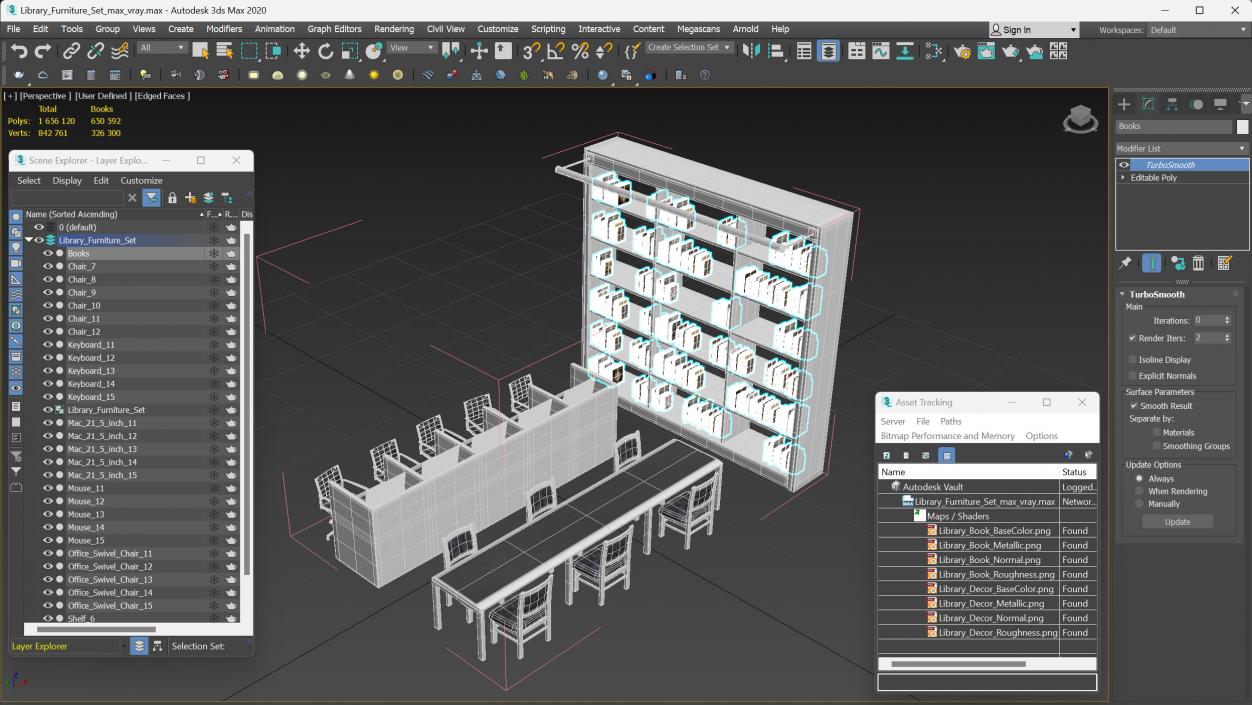 3D Library Furniture Set