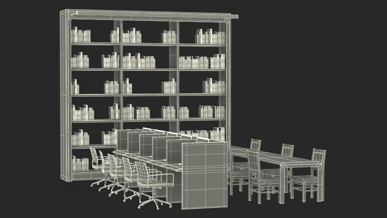 3D Library Furniture Set