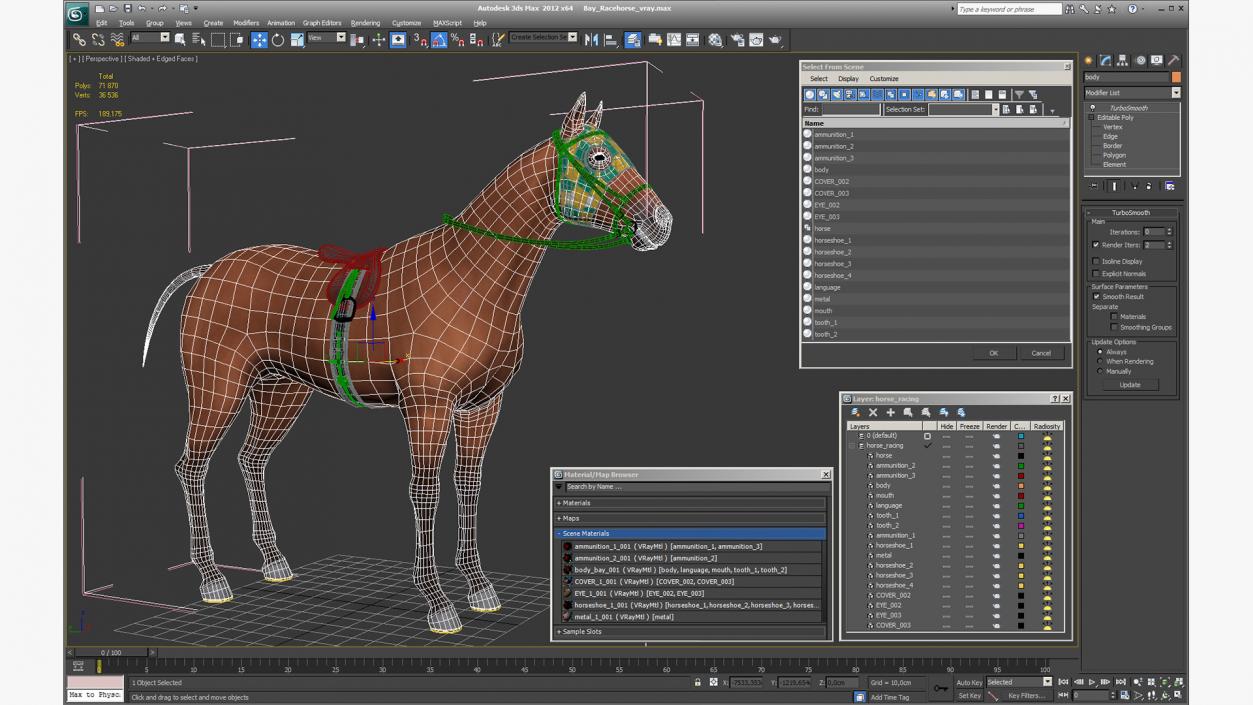 3D Bay Racehorse model