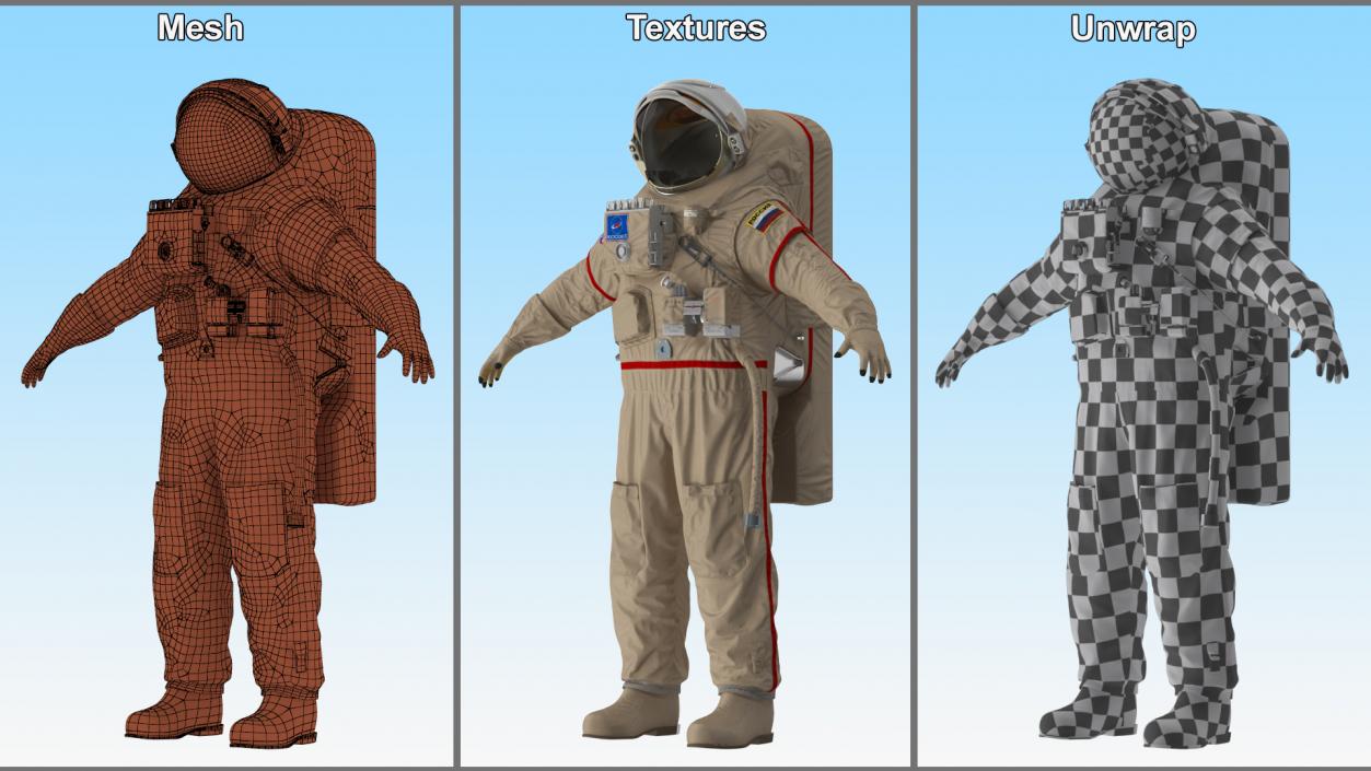 3D Russian Astronaut Spacesuit Orlan MK Rigged model