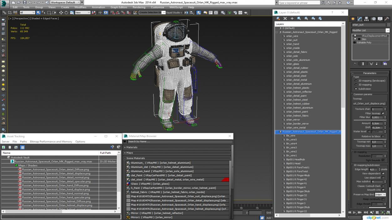 3D Russian Astronaut Spacesuit Orlan MK Rigged model